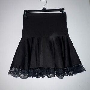 YesStyle Black A-Line Skirt with Lace Hem